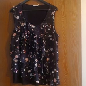 Black and floral sleeveless Rickis blouse size XL